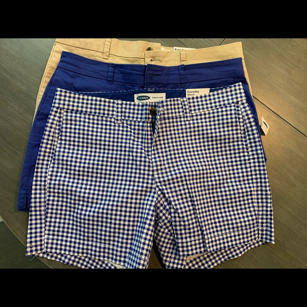 3pair OldNavy Everyday Shrts size12 blue tan check